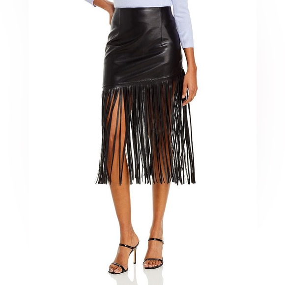 bagatelle Dresses & Skirts - Bagatelle NYC Fringed Faux leather Midi skirt